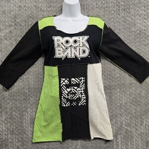Styles Ever After Artsy Handmade Patchwork Shirt Mini Dress Medium Y2K Concert‎